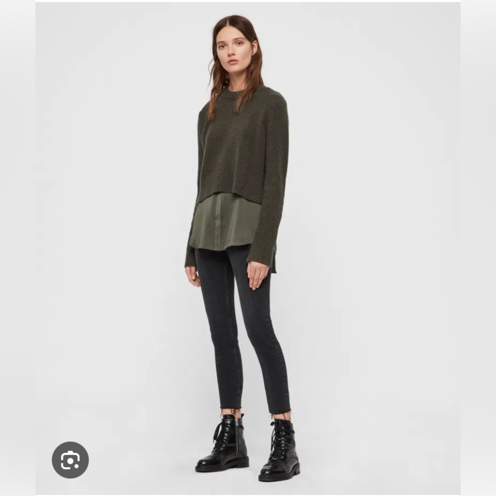 EUC All Saints Dark Green Tierny Shirt Jumper